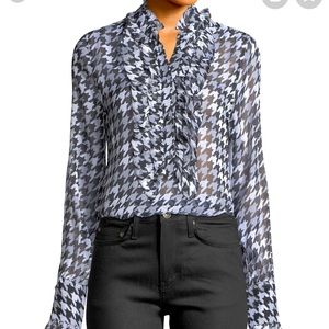 Equipment Black and White Houndstooth Blouse